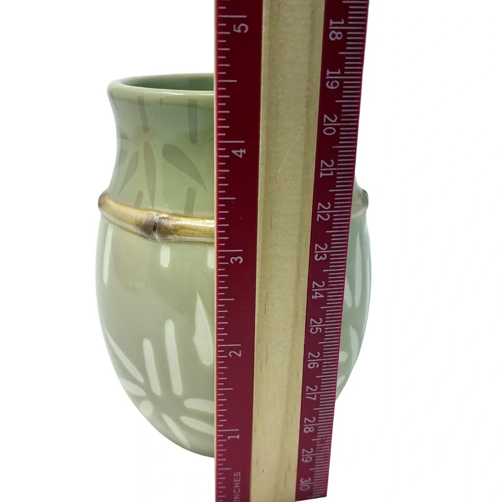 Sears Ceramic Bathroom Accessories Set Bamboo Themed Tissue Box Cover Toothbrush